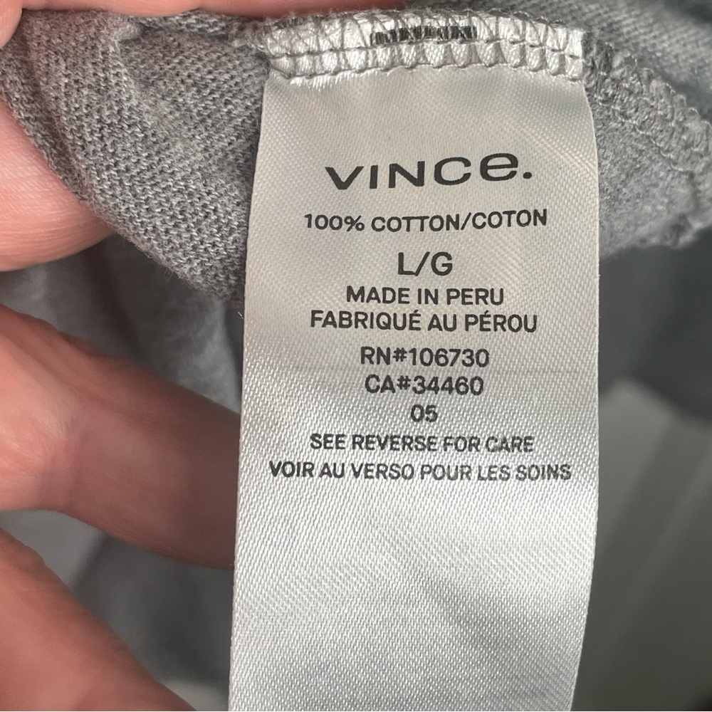 Vince Raw Edge Long Sleeve Henley T-Shirt in Gray L - Picture 13 of 15